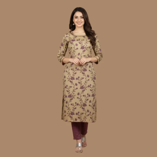 Beige Floral Printed Shirt with Maroon Trousers