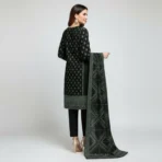Classic Black & Green Printed 3-Piece Lawn Suit