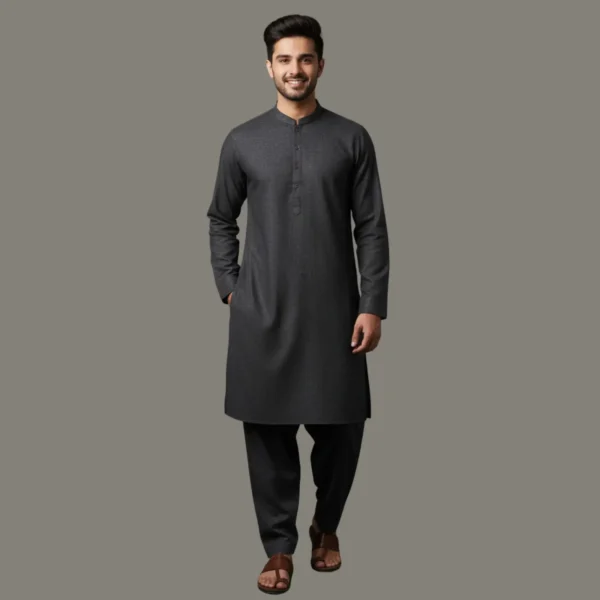 Classic Charcoal Comfort Shalwar Kameez Set