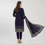 Classic Navy Blue Printed 3-Piece Suit