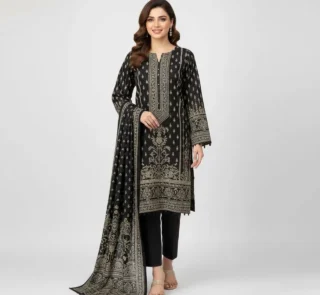 Elegant Black and Gold Embroidered 3-Piece Suit