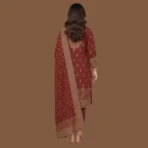 Elegant Maroon Printed Cotton Suit Set