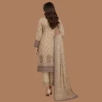 Graceful Beige Printed 3-Piece Unstitched Lawn Suit