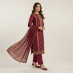 Maroon Printed 3-Piece Lawn Suit