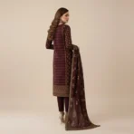 Maroon Printed Khaddar 3-Piece Suit