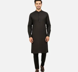Men's Classic Solid Black Kameez Shalwar Suit