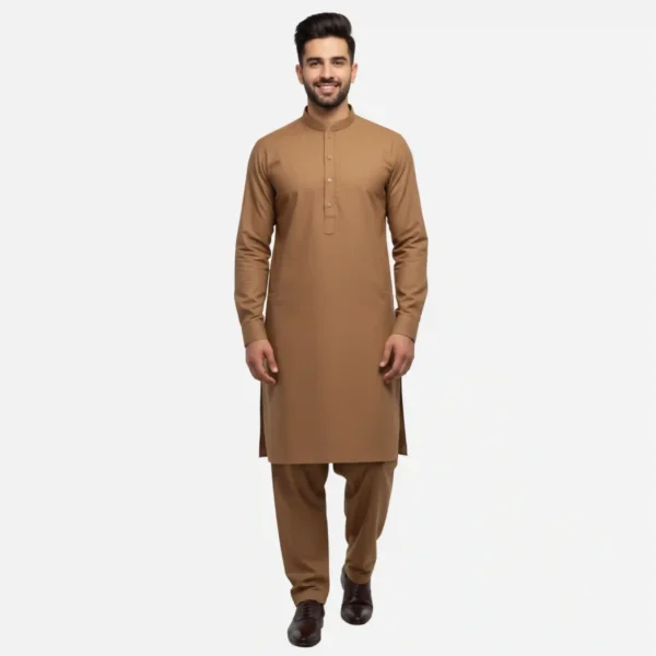Men's Rich Brown Kameez Shalwar Suit