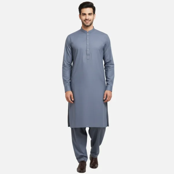 Men's Slate Gray Kameez Shalwar Suit