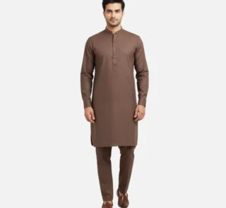 Men's Warm Mocha Brown Kameez Shalwar Suit