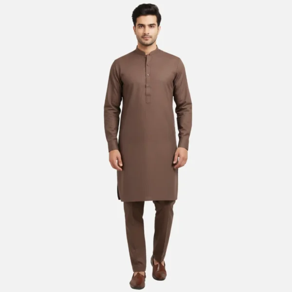 Men's Warm Mocha Brown Kameez Shalwar Suit