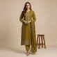 Mustard Printed Khaddar 3-Piece Suit