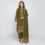 Olive Green Printed Cotton Suit Set