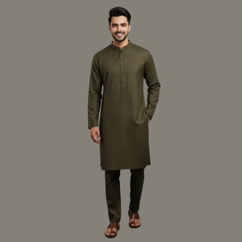 Olive Heritage Shalwar Kameez Set